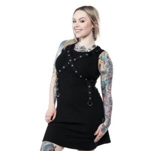 TRIPP NYC Daang Goodman Sleeveless Harness Strap Tank Dress L Black Mini Vintage